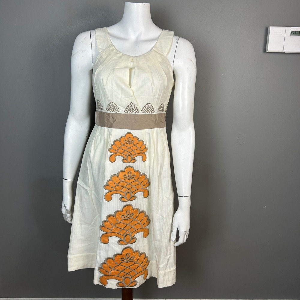Y2K Floreat Anthropologie Dress size 4 Cotton Embroidered Folk Cottagecore fairy